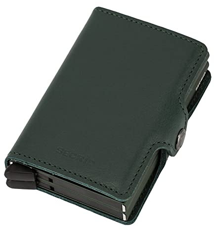 Secrid Geldbörse Twinwallet Original: Rindsleder, Unisex, Geldbörse, RFID-geschützt, Stufenweises Kartenausgabemechanismus, Grün