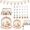 75 Pcs Wild One Birthday Decorations Jungle Theme Party Tableware Decorations with Paper Plates Napkins Tablecloth Cupcake Toppers Pennant Banner Flag for Baby Shower Decorations Boy
