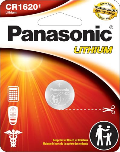 Panasonic Piles bouton CR1620 3,0 V au lithium longue durée résistantes aux enfants, emballage basé sur des normes, 1 paquet de piles