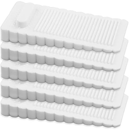 5 Pack Premium Door Wedges - Clear Rubber Anti Slip Heavy Duty Door Stops for Floor Patio (White)