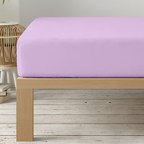 Degrees Home - Collection - Drap Housse 90x190+33 - Microfibre Polyester Brossée - Grandes Bonnet 33 cm - Lilas