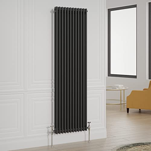 Warmehaus Traditional 2 Column Black Vertical Tall Radiator 1800x560mm