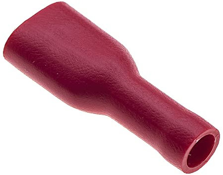 Female Push On Crimp Terminals, Pack Of 100-6.3mm, 12 Amp, 22-16 AWG, Red, Nylon Insulated Spade Connectors, Quick Electrical Disconnect Terminal For 0.5-1.5 Mm2 Wires Cables