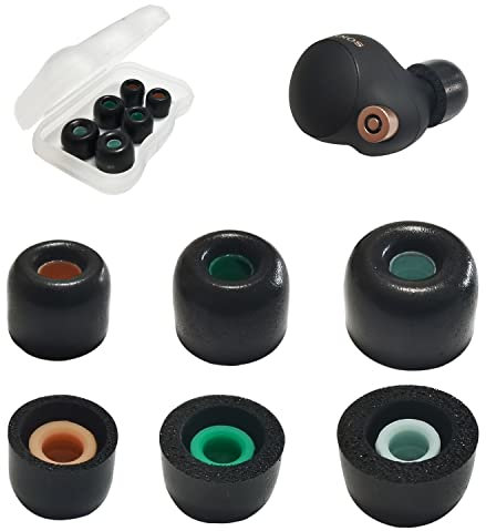Auricolari in memory foam per Sony WF-1000XM4/WF-C500 Suggerimenti per auricolari Sony LinkBuds S WF-1000XM4 Consigli di ricambio per custodia di ricarica, 3 paia LMS Nero