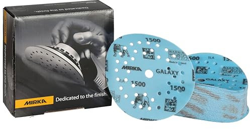 Mirka Galaxy papel de lija epoxi 125mm cierre adhesivo grano 1500 para el lijado de resina epoxi, madera, epoxi, rivertable / 50 uds. discos de lijado