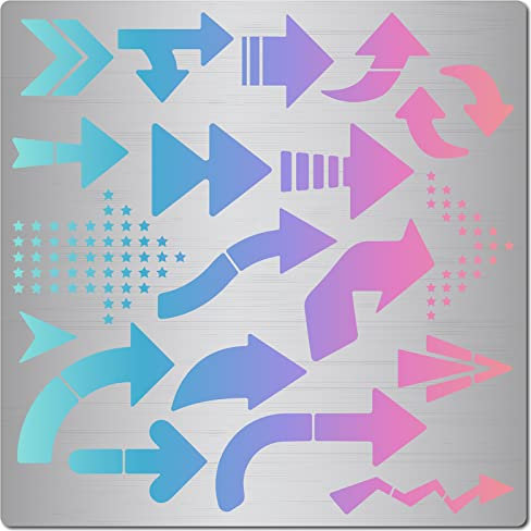 GORGECRAFT 6.3-Zoll-Pfeilmuster-Metallschablone Gebogene Pfeile Holzbrennschablone Wiederverwendbar Rückkehrpfeil Zeitschriftenschablonen Pfeilsymbol-Vorlage Edelstahl-Schablonen Zum Bemalen