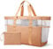 KALIDI Mesh Strandtasche XXL Familie, Strandtasche mit Reißverschluss Shopper Damen Groß Badetasche, Beach Bag Einkaufstaschen für Reisen Einkaufen und Alltag, Braun