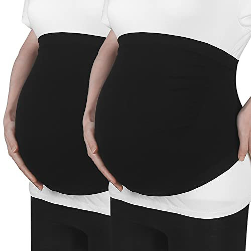 VOCOSTE 2 Pcs Maternité Ventre Bande, Ventre Bandes pour Enceinte Femme, Grossesse Soutien Ventre Ceinture Bandes pour Grossesse et Post-Partum, Noir, Taille XXL