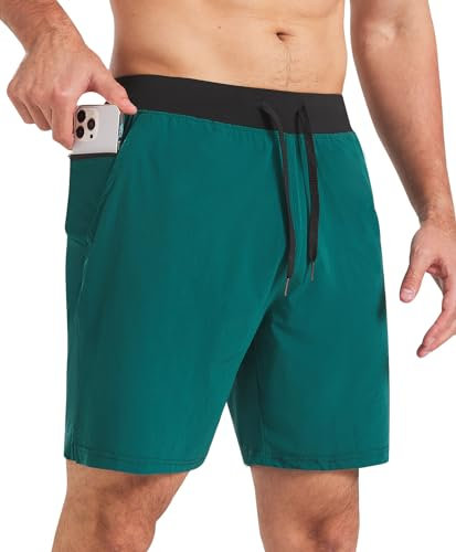 Comilaka Hombre Pantalones Cortos Deportivos 7 Running Shorts Ligeros Secado Rápido con Bolsillo con Cremallera