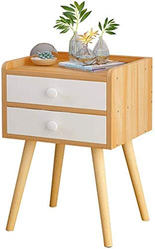 Table de chevet Table de chevet simple pour bureau de chambre Table de chevet latérale en noyer blanc/marron Table de chevet avec tiroir de rangement Pieds en bois massif Meubles de salon-haut (Color