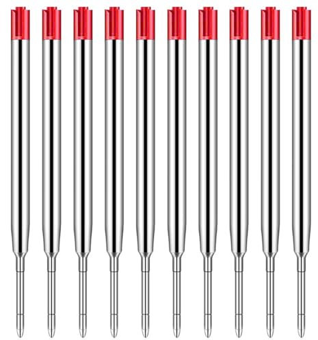 10er-Set Großraumminen für Kugelschreiberminen Großraumminen Metall Ersatzminen für das G2-Format,Kompatible Minen 1,0mm Strichstärke M,Ersatzminen - Kugelschreiber Minen Schreibfarbe Rot
