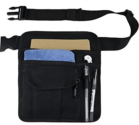 Lyirfan Canvas Apron Bag, Premium Quality Restaurant Waiter Waist Money Pouch Bag,With Adjustable Belt Pencil Holder and Check Holder,for Restaurant, gardening,Craftspeople etc., Schwarz , One size