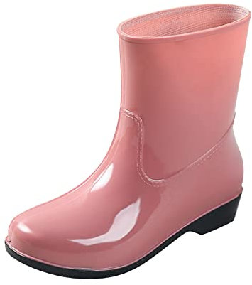 Scarpe da donna Offerte Scarpe da donna Stivali da pioggia corti per donna impermeabili alla caviglia Stivali da pioggia Slip-on stivali da giardino in gomma scarpe piccole da donna, Colore: rosa., 41