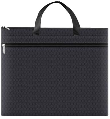 Oaygat A3 Portable Document Bag Zipper Art Portfolio Case Large Capacity Storage Organiser Waterproof Oxford Cloth Bag File Bag for Files Folder Document Carrying Tote Bag for Business Office Travel