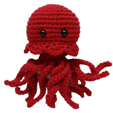 Kleine gehäkelte Qualle aus Baumwollgarn (rot) | Farbe nach Wahl, Kuscheltier, Handarbeit