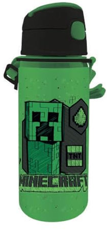 Kids Licensing - Botella de Agua Niños y Niñas - Cantimplora de Aluminio con Asa y Cierre de Clic, Libre de BPA y Toxinas, 600 ml, Diseños Infantiles