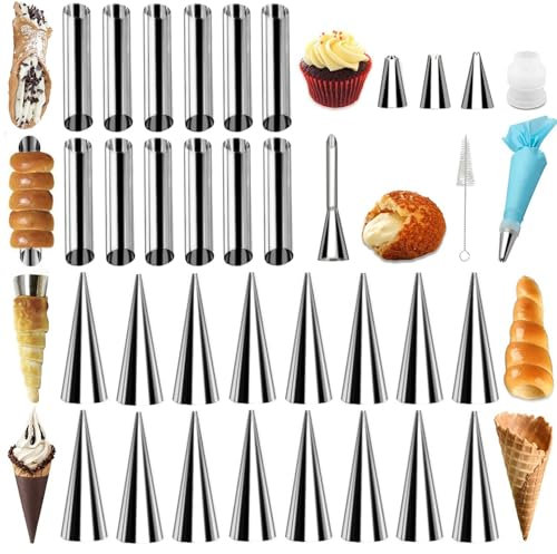Holzsammlung 28 Stück Cannoli Formen, Schaumrollenformen Antihaft Klein, Schillerlockenform Schillerlocken Formen Gebäck, Schillerlocken Backform, Schaumrollen Cannoli Röhrchen Croissant