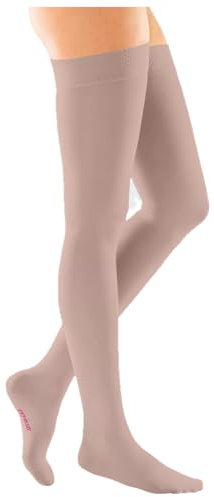 medi mediven forte Kompressionsstrümpfe oberschenkellang | KKL2 | Größe: II | Farbe: Cashmere | Offene Spitze | Kurz | Flächen-Haftband Rose | Sehr strapazierfähig | Atmungsaktiv
