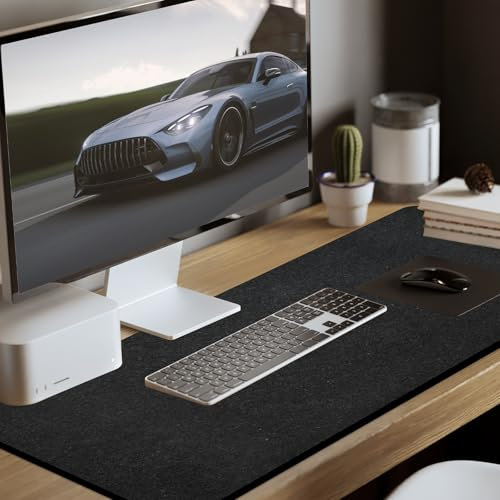 JEDWKFA Schreibtischunterlage Filz, Schreibtischunterlage, Desk Mat, 100 x 40 cm, Groß, Anti-Rutsch Laptop Unterlage, Tischläufer Filz für den Büro- oder Heimgebrauch, Schreibtischauflage, Schwarz