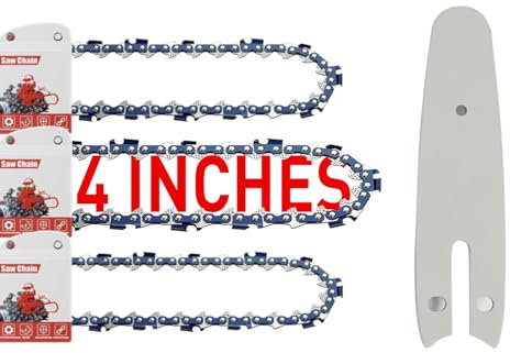 FuGuiB 4 Zoll Sägeketten 3er-Pack,Kettensägenschiene 1er-Pack,10cm 1,1mm 1/4LP 28TG Kettensägenkette,Austauschbare Mini-Sägekette, Gilt für Stihl GTA 26 Akku-Kettensäge 36700000028