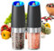 CIRCLE JOY Gravity Electric Salt and Pepper Grinder Set Battery Operated Salt and Pepper Shakers Automatic Mill Grinders with White LED Light, Adjustable Coarseness, Washable 135ml Container, Black
