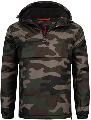 Höhenhorn Allesso - Giacca a vento da uomo con marsupio, foderata, Verde mimetico, XXL