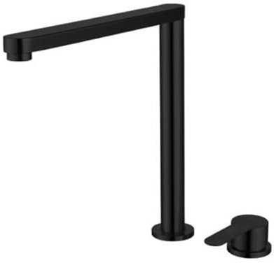 Rubinetto Cucina Sottofinestra 2 Fori Miscelatore Cucina Acciaio Inossidabile Acqua Fredda e Calda Maniglia Singola Girevole Rubinetto per Lavabo-Nero