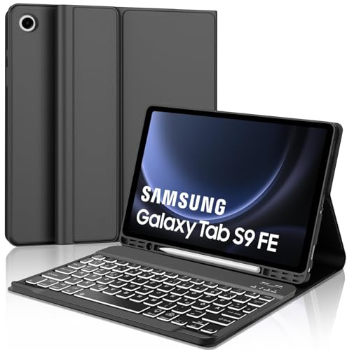 WINCHKING Tastatur Hülle für Samsung Galaxy Tab S9 FE/S10 FE/S9 | Abnehmbar Hülle mit Stifthalter, Magnetisch Bluetooth Tastatur für Samsung Galaxy Tab S10 FE/S9 FE/S9, QWERTZ Layout, Schwarz