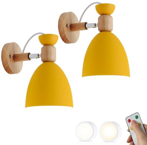 Juego de Dos Apliques de Pared inalámbricos Farmhouse de Apliques de Pared Funciona con Pilas y con Control Remoto Bombilla LED Regulable Luces de Pared Recargables para cabecera de Dormitorio