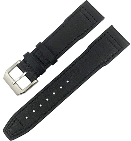 EAMOM Für IWC IW3777 IW3270 Mark 18 Big Pilot’s Watch Strap Weiche Rindslederarmbänder 20mm 21mm 22mm Lederarmband(Black silver,20mm)