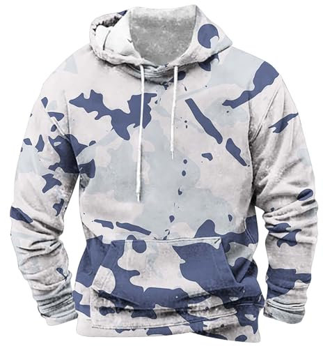 Generisch Pullover Herren Winter Warm Kapuzenpullover Fleecepullover mit Camouflage Bedruckt Winterpullover Herrenpullover Sweatshirt Kordelzug Hoodies Sweater Damen wintermantel lang warm, Sale