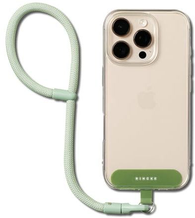 Ringke Holder Link Flow Hand Strap [P-Type] mit TPU Tether Tab in Farbe, Verstellbarem Tangle-Free Seil-Handgelenkriemen mit Telefon-Tag für Universelle Handyhülle usw. - Mute Mint