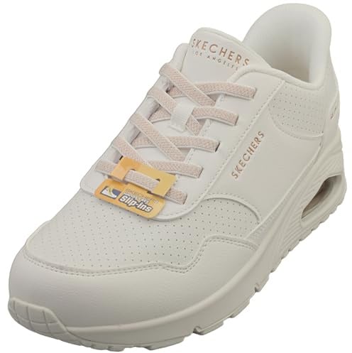 Skechers Damen Uno Banksia Luxe Slip-InTurnschuhe, White Duraleather, 40 EU