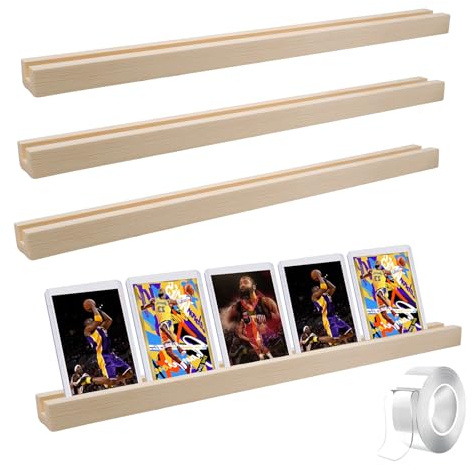 KeaJuidy 4 Stück Sportkarten Regal für die Wand Baseballkarten Vitrinen Wandhalterung Sammelkarten Display Sportkartenhalter 37,8x3x1,7 cm