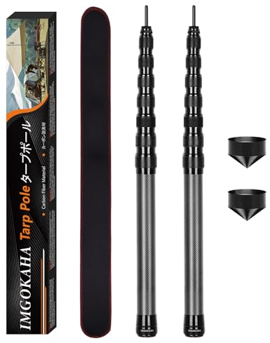 imgokaha 2 Pcs Postes telescópicos para Tienda de campaña, Mástil de Tienda de Fibra de Carbono Extensibles y Ajustables, 60-300cm, adecuados para Camping, Tienda de campaña, Lona, toldo, Playa