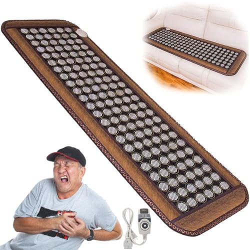 Far Infrared Heating Pad, Jade Tourmaline Heating Mat with Smart Controller, Auto Shut Off, Bio Crystal Heat Mat for Back and Full Body Relief