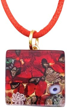 Diana MGPD14 Pendentif en verre de Murano fait main avec feuille d'or et verre vénitien de Venise Italie 2 x 2 cm