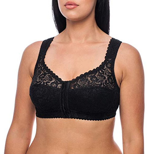 frugue Front Fastening Non Wired Wireless Support Bra Black 52 E