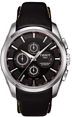 Armbanduhr Ersatzband 24mm Leder passend für Tissot T035627 T035614 Lederarmband Uhrenarmband Schwarz-Orange