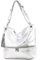modamoda de - T143 - ital. Leder Schultertasche Umhängetasche, Farbe:Silber