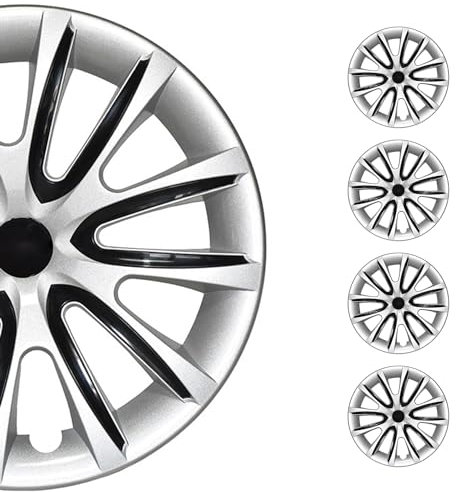 OMAC 4X Radkappen Radzierblenden Radblenden 16 Zoll Stahlfelgen Glänzend Grau-Schwarz