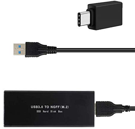 EasyULT M.2 NGff SSD Enclosure, M.2 SATA NGFF Enclosure Support All SATA B and B + M key SSD NGFF Caddy with USB 3.0 Cable, Not Support PCIE/NVME/M key SSD, with OTG Adapter