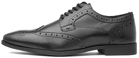 Hush Puppies Herren Elliot Brogue Schuluniform-Schuh, Schwarz, 44 EU