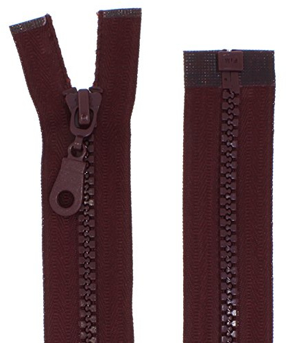 zipworld - Cerniera lampo in plastica con denti di spessore medio, divisibile, 5 mm (bordeaux, 60 cm)