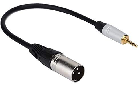 3.5mm to XLR Cable, Male to Male (XLR to 3.5mm Cable) Mini Stereo Jack to XLR Male Adapter Microphone Cord 0.3m/11.81inch XLR to 3.5mm (1/8 inch) Stereo Microphone Cable for Transmission