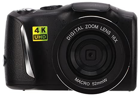 Appareil Photo Numérique 4K, 48MP Full HD 16X Zoom Appareil Photo Compact Caméra Vidéo pour Photographie, Écran IPS 3.2 Pouces, Extensible 128G, Rechargeable USB