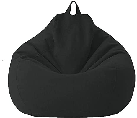 Highdi Sitzsack für Erwachsene Outdoor Indoor Sitzkissen Waschbarer Weicher Flauschiger Sofabettbezug Ohne Füllung Gartenkissen Bodenkissen für Wohnzimmer Gaming (100x120cm,schwarz)