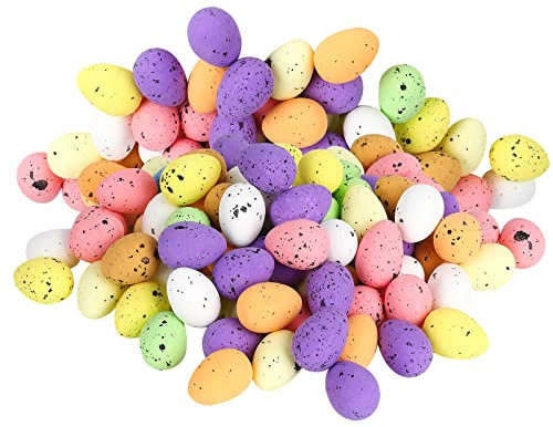 Jodsen 100 Pezzi Uova di Pasqua in Schiuma,3,8 cm Simulazione Uova di Uccello Uova Graffiti Fai da Te,Uova Colorate a Macchie Decorative per la Festa di Pasqua,Uova di Pasqua Fai da Te Decorazione