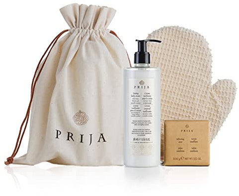 sarcia Prija Geschenkpackung mit Körperpflegeprodukten Glättender Badehandschuh Wellness Set Für Frauen Beauty Set (Kit 4.), 1.0 stück, 0.3 kilograms