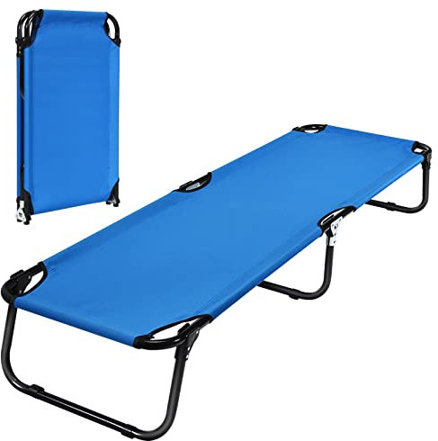 COSTWAY Feldbett Campingbett faltbar Klappbett Liege Bett Campingliege Einzelbett für Camping Reisen Garten191x56x31cm (Blau)